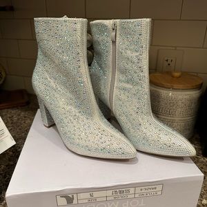 Iridescent sparkle booties, 7.5, worn once, true to size